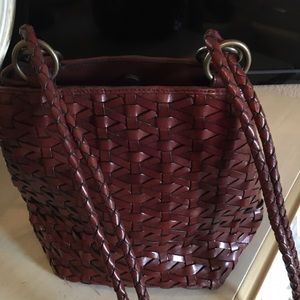 Dillard’s leather weave basket handbag